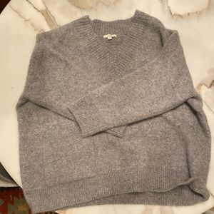Nap Loungewear Gray Mohair and Wool Bled V Neck Sweater OS